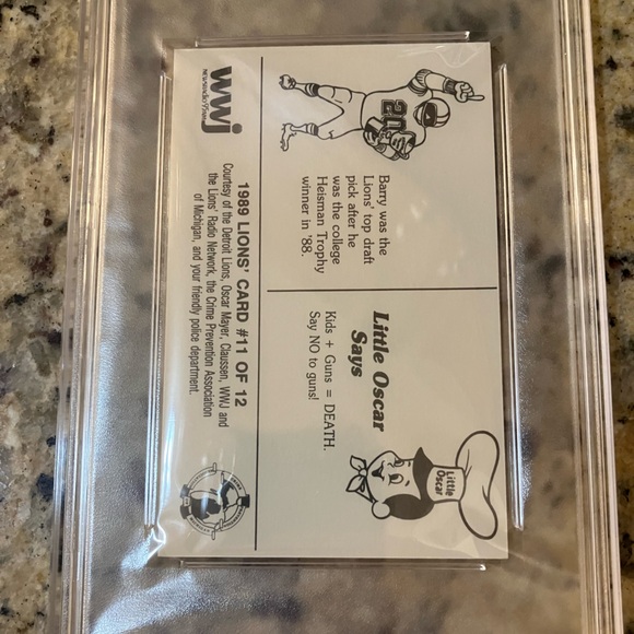 1989 Police Barry Sanders #11 Lions NFL Trading Card Oscar Mayers PSA 9 - Picture 4 of 4